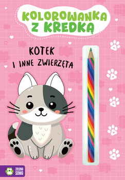 Kotek i inne zwierzęta. Kolorowanka z kredką