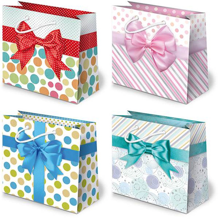 Torebki prezentowe T6-17 kokardy jasne 10 sztuk