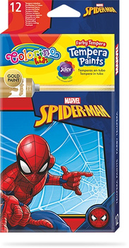 Farby tempera w tubach Colorino Kids 12 kolorów 12 ml Spiderman