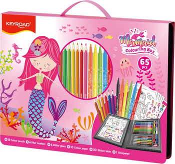 Zestaw artystyczny KEYROAD Mermaid różowy 65 elementów