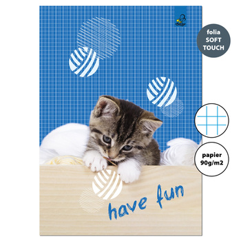 Zeszyt A4 32 kartki w kratkę 90g Kot i piłki