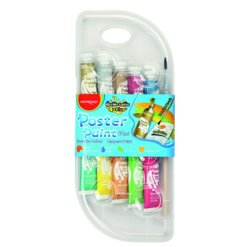 Farby plakatowe KEYROAD 10x10 ml 10 kolorów 6 metalicznych i 4 neonowych mix kolorów