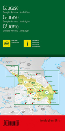 Mapa Kaukaz Gruzja Armenia Azerbejdżan 1:700 000