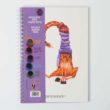 Kołonotatnik A5 80k.kratka SWING Żyrafa