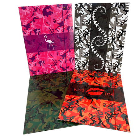 Teczka A4 z gumką camouflage 8 szt. mix