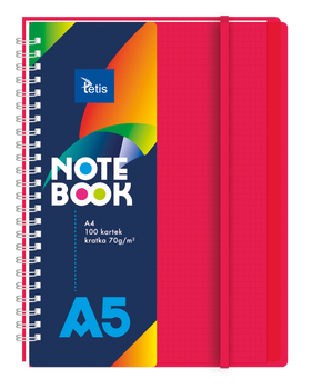 Kołonotatnik A5 okładka pp kolor czerwony 70g/m2 100 kartek