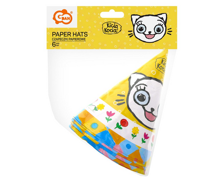 Czapeczki papierowe Kicia Kocia 6szt.