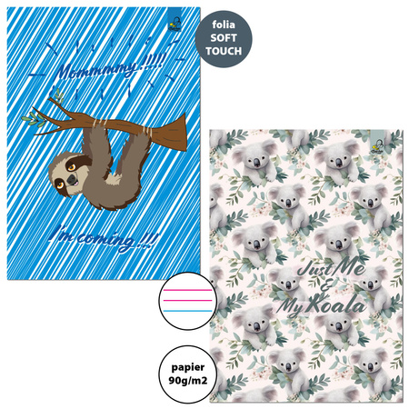 Paczka zeszyt A4 32k. 3-linie kolor BFF mix pakiet 5 sztuk