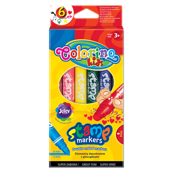 Flamastry Colorino Kids dwustronne z pieczątkami 6 kolorów