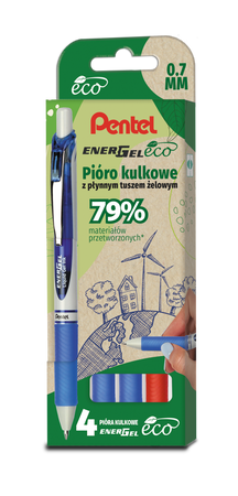 Zestaw piór kulkowych Pentel EnerGel BL77E-ECO 4 szt.