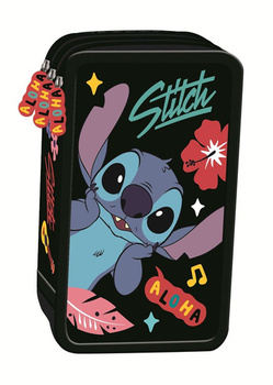 Piórnik 3 komorowy z wyposażeniem Stitch Black Aloha