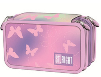 Piórnik 3 komorowy z wyposażeniem Pink Butterflies