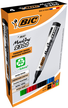 Marker Permamentny ścięta końcówka Marking 2000 Ecolutions mix AST BIC blister 4 sztuki