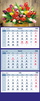 Kalendarz 2026 trójdzielny Bukiet