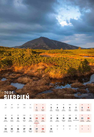 Kalendarz 2026 Karkonosze wieloplanszowy