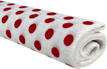 Paczka Bibuła marszczona 50x200 kropki czerwone na białym 10 rolek