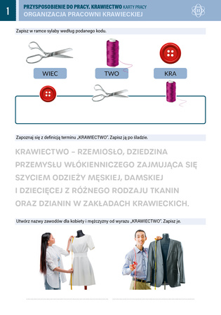 Przysposobienie do pracy Krawiectwo karty pracy dla uczniów z niepełnosprawnością intelektualną
