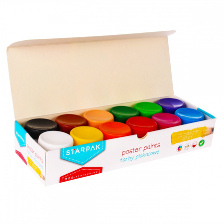 Farby plakatowe Starpak 12 kolorów 20ml