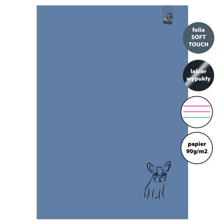 Zeszyt A4 32 kartki w 3 linie kolor 90g Buldog denim