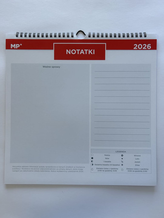 Kalendarz 2026 ścienny motyw Main Paper