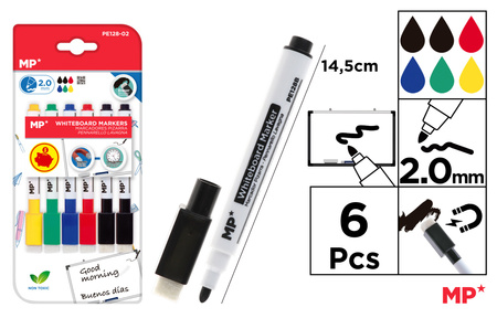 Marker MP do tablic suchościeralnych 6 kolorów