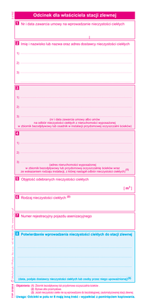 Potwierdzenie odbioru nieczystości ciekłych w zlewni
