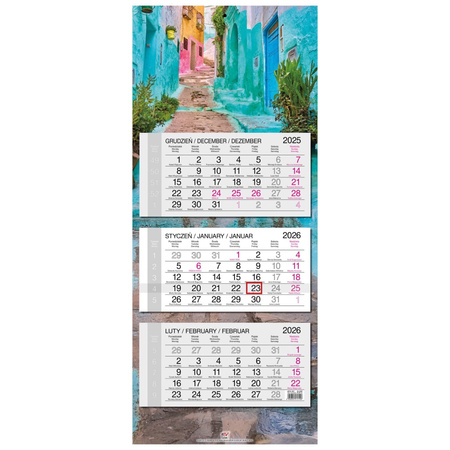 Kalendarz 2026 trójdzielny główka płaska Maroko