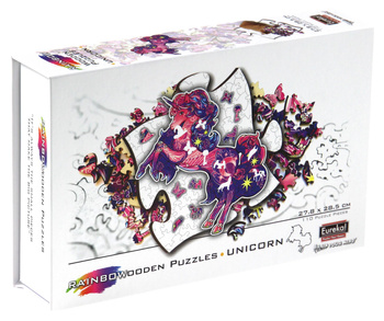 Puzzle 110 drewniane kolorowe Jednorożec