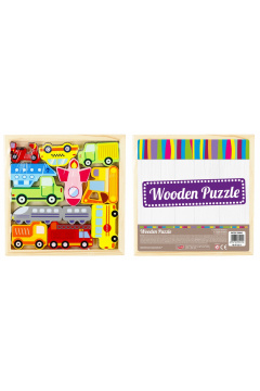 Układanka drewniana 12 elementów Pojazdy