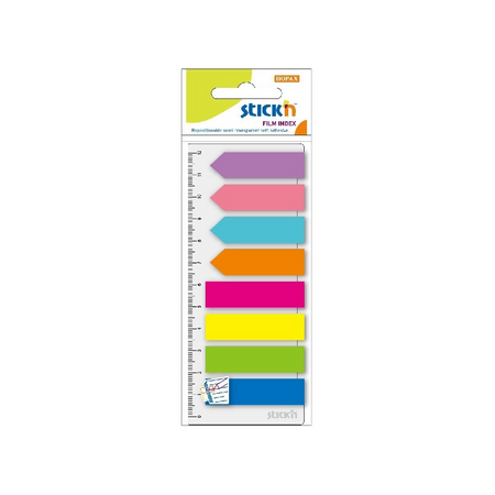 Zakładki indeksujące paski+strzałki+linijka neon Maped 8 kolorów x 25szt.