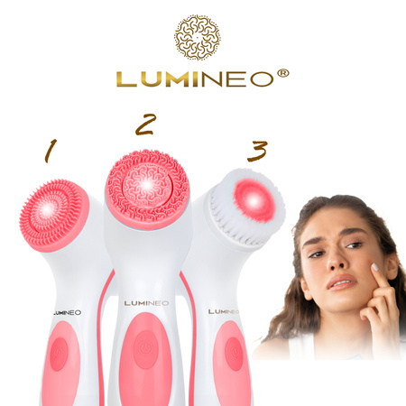 Szczoteczka do twarzy LUMINEO (różowa) + żel oczyszczający do skóry trądzikowej