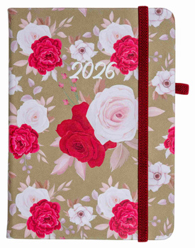 Kalendarz 2026 Flamenco A6 tygodniowy biało czerwone kwiaty