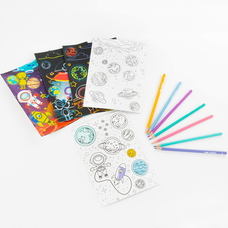 Wydrapywanka z kolorowanką Kosmos świecąca w ciemności Kidea