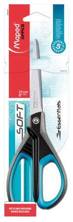 Nożyczki Essentials Soft asymetryczne blister 21cm