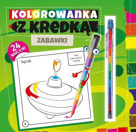 Kolorowanka z kredką. Zabawki