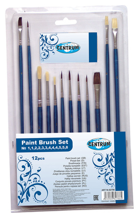 Zestaw pędzli drewnianych 12szt blister 82786