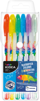 Długopisy Kidea żelowe z brokatem c 6 kolorów