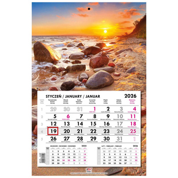 Kalendarz 2026 jednodzielny główka płaska Bałtyk