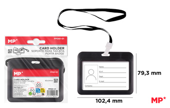 Etui MP na identyfikator czarne poziome ze smyczą