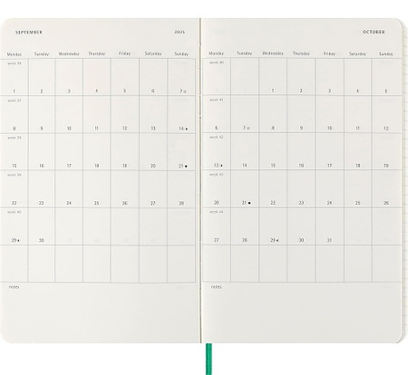 Kalendarz 2025 12M Moleskine L tygodniowy skóra węża zielony 13x21