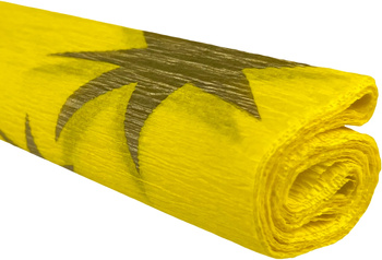 Paczka Bibuła marszczona 50x200 gwiazdy złote na zółtym 10 rolek