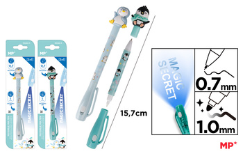 Długopis Szpiegowski MP UV z podwójną końcówką Pingwiny blister 1szt.mix