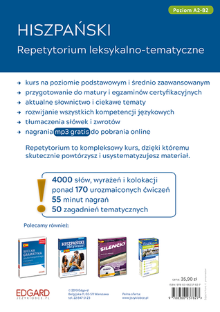 Hiszpański. Repetytorium leksykalno-tematyczne. Poziom A2-B2 wyd. 3