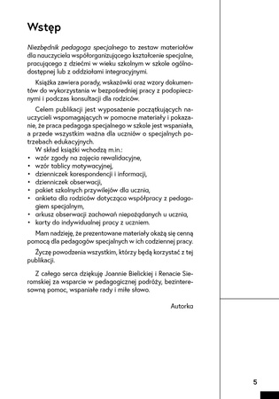 Niezbędnik pedagoga specjalnego Materiały dla nauczyciela współorganizującego kształcenie specjalne w szkole ogólnodostępnej lub z oddziałami integracyjnymi