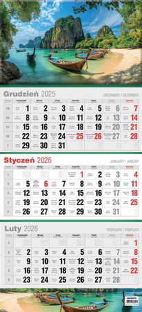 Kalendarz 2026 trójdzielny płaski KTT 1szt.mix