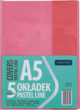 Paczka okładki A5 pastel line nieregulowane 5 szt. mix kolorów