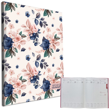 Kalendarz 2026 A4 tygodniowy niebieskie Róże