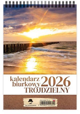 Kalendarz 2026 biurkowy pionowy trójdzielny na spirali KBA5-TR