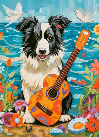 Puzzle 100 Collie Guitar and the Sea B-111268
