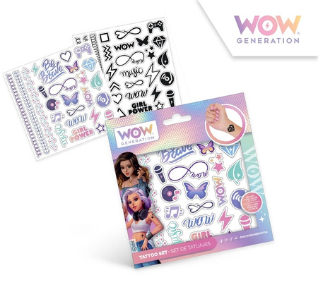 Zestaw tatuaży kolorowych i czarno-białych WOW 50 szt.